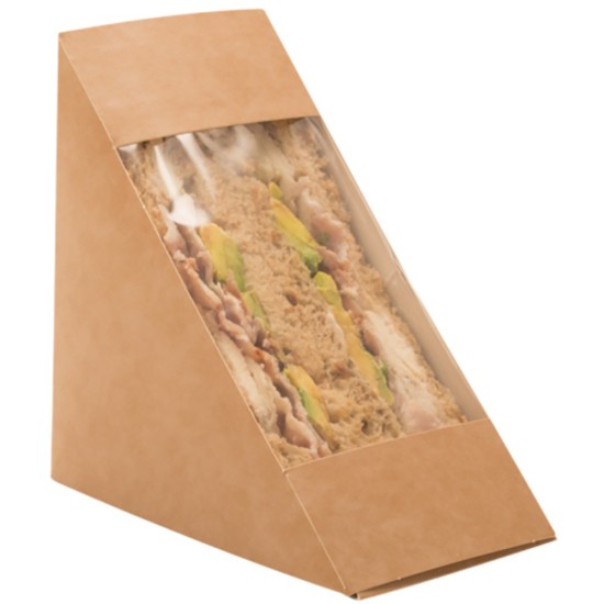 Colpac Recyclable Kraft Front Loading Deep-Filled Sandwich Packs PLA Window(Pack of 500) Catering Supply Images