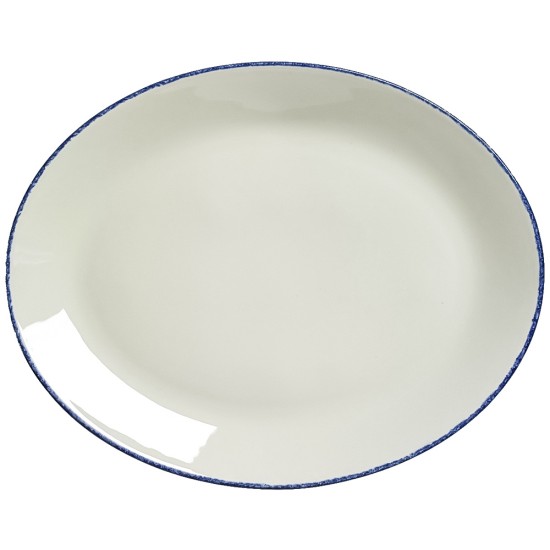 Steelite Blue Dapple Oval Coupe Plate 34.25cm(Pack of 12) Catering Supply Images