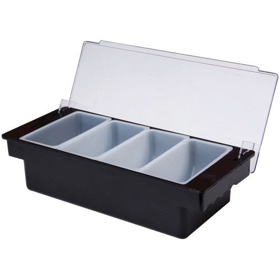 Beaumont 4 Part Black Plastic Condiment Holder Catering Supply Images