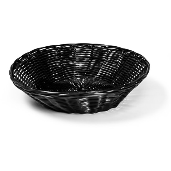 Black Poly Rattan Basket Round 25Cm 10In Catering Supply Images