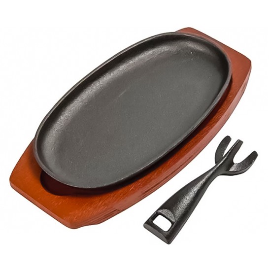 Chefset 28cm Oval Sizzle Platter With Wood Base Event Supply Images