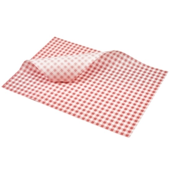 Greaseproof Paper Red Gingham Print 35 x 25cm Catering Supply Images