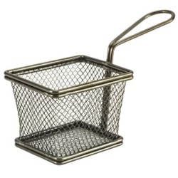 Black Serving Fry Basket Rectangular 10 x 8 x 7.5cm(Pack of 6)