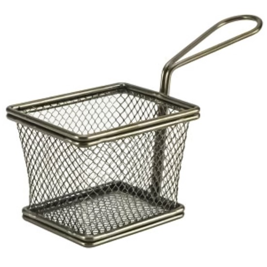 Black Serving Fry Basket Rectangular 10 x 8 x 7.5cm(Pack of 6) Catering Supply Images