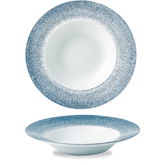 Raku Topaz Blue Profile Wide Rim Bowl Med 9.4