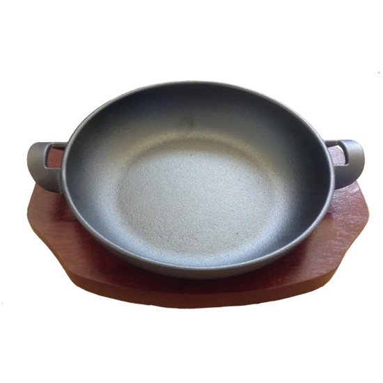 Chefset 20.5cm Dia Cast Baltidish with Wooden Base Event Supply Images