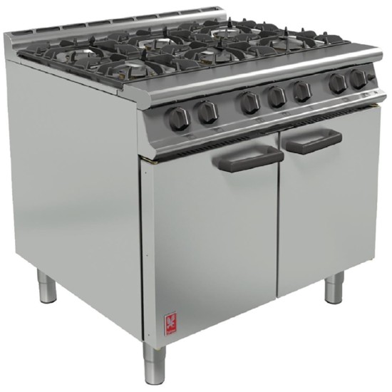 Falcon 6 Burner Dominator Plus Oven Range G3101 Natural Gas with Feet Catering Supply Images