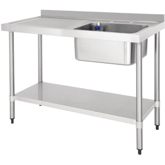 Vogue Single Sink Left Hand Drainer 1000mm Restaurant Supply Images