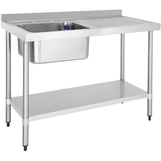 Vogue Single Sink Right Hand Drainer 1200mm Restaurant Supply Images