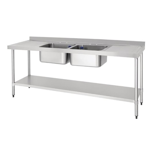 Vogue Double Sink with Double Drainer 2100mm Event Supply Images