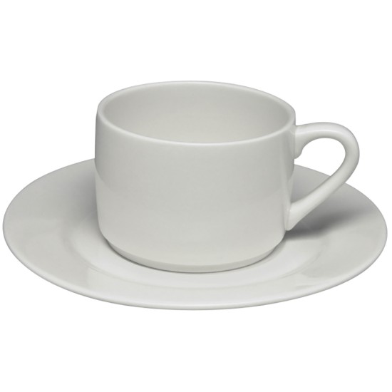 Elia Glacier Bone China Tea Cup / Mug Saucer 155 mm (Pack of 6) Event Supply Images
