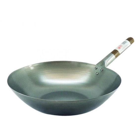 Mastercook Chinese Wok Flat Bottom Wood Handle 12