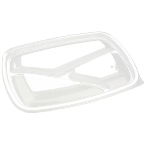 Sabert 3 Compartment PP Lid for Rectangular Container 23x17 cm(Pack of 300) Catering Supply Images