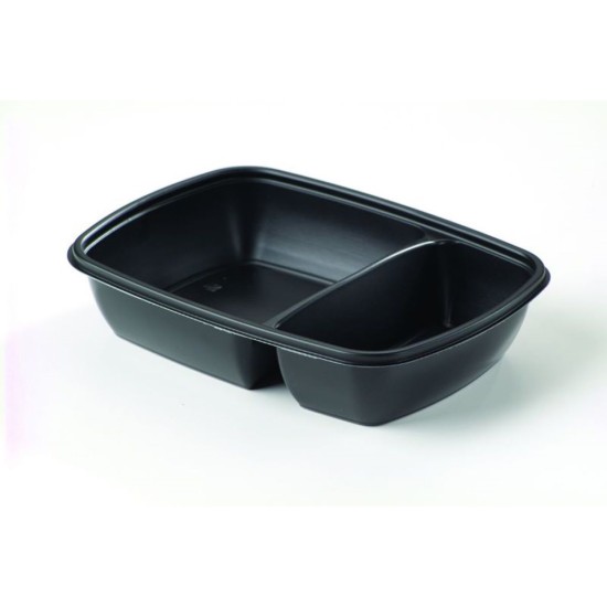 Sabert 2 Compartment Rectangular Container Black 900ml 23x17 cm(Pack of 300) Catering Supply Images