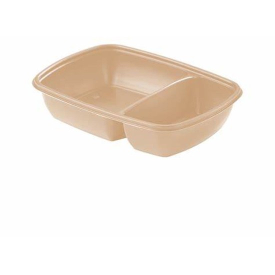 Sabert 2 Compartment Rectangular Container 900 ml Natural colour 23x17 cm(Pack of 300) Restaurant Supply Images