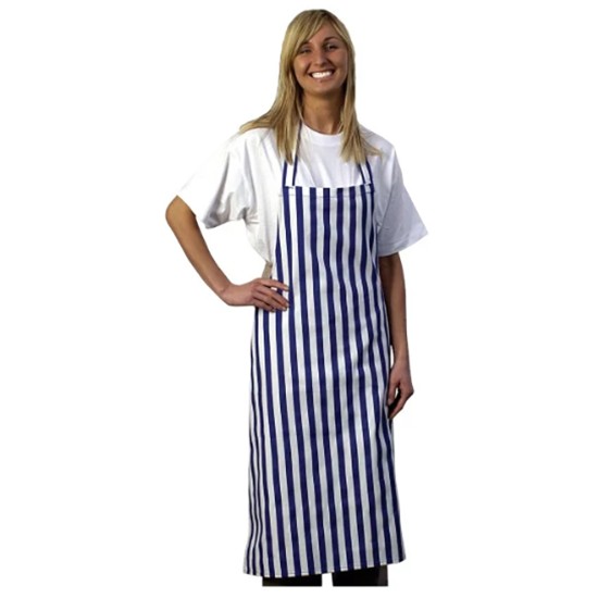 Butchers Bib Apron Blue & White Stripe 70x97cm Catering Supply Images