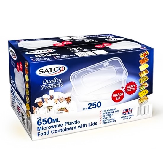 Satco 650cc Rectangular Microwave Containers & Lids (Pack of 250) Event Supply Images