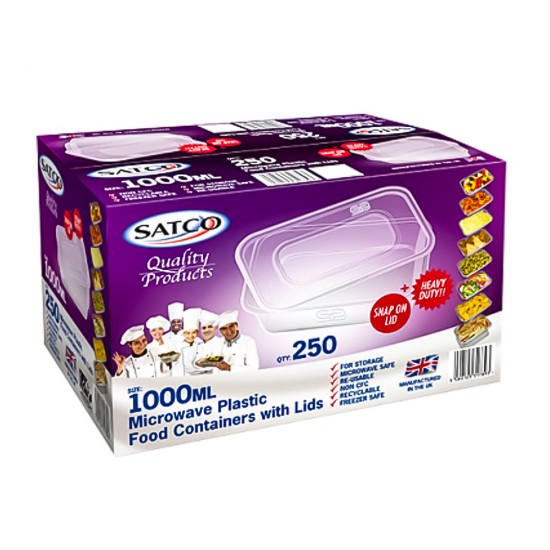 Satco 1000cc Rectangular Microwave Containers & Lids (Pack of 250) Catering Supply Images