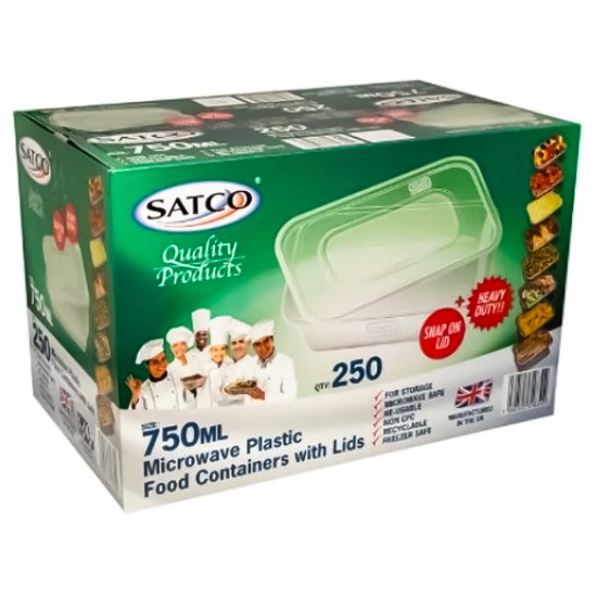 Satco 750cc Rectangular Microwave Containers & Lids (Pack of 250) Restaurant Supply Images