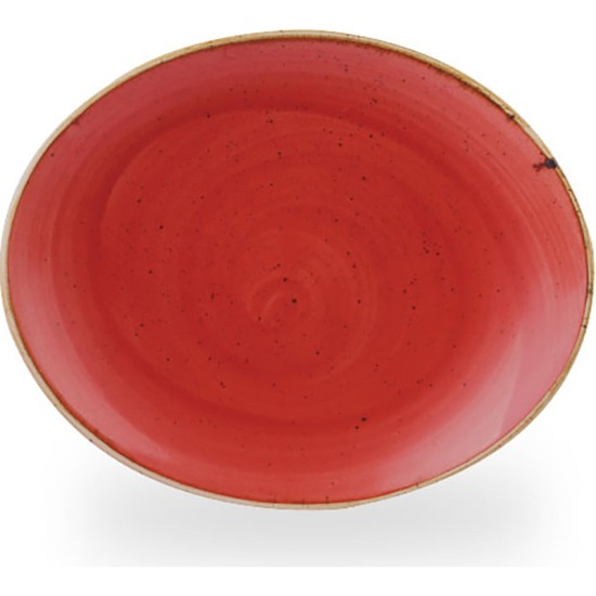 Churchill Stonecast Berry Red Orbit Oval Coupe Plate 7.75