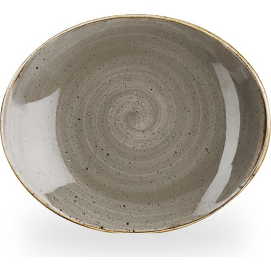 Churchill Stonecast Grey Orbit Oval Coupe Plate 7.75