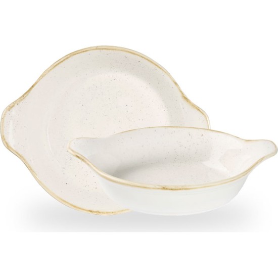 Churchill Stonecast Barley White Large Round Eared Dish 7 X 8 1/2