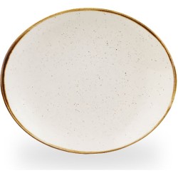 Churchill Stonecast Barley White Orbit Oval Coupe Plate 7.75
