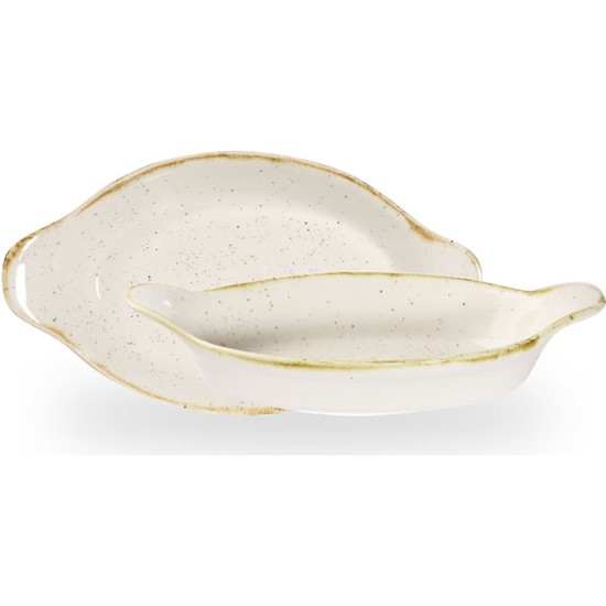 Churchill Stonecast Barley White Small Oval Eared Dish 8 1/8 X 4 3/8