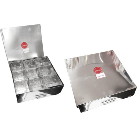 Square Masala Dabba Stainless Steel 12Compartment Event Supply Images