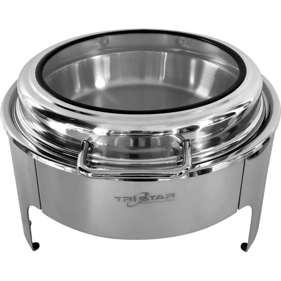 Round Glass Lid Buffet Chafing Dish Stainless Steel 6ltr Catering Supply Images