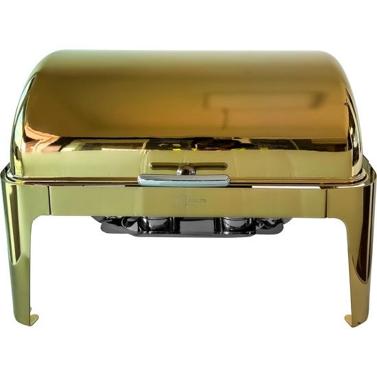 Gold PVD Rectangular Roll Top Chafing Dish 9ltr Catering Supply Images